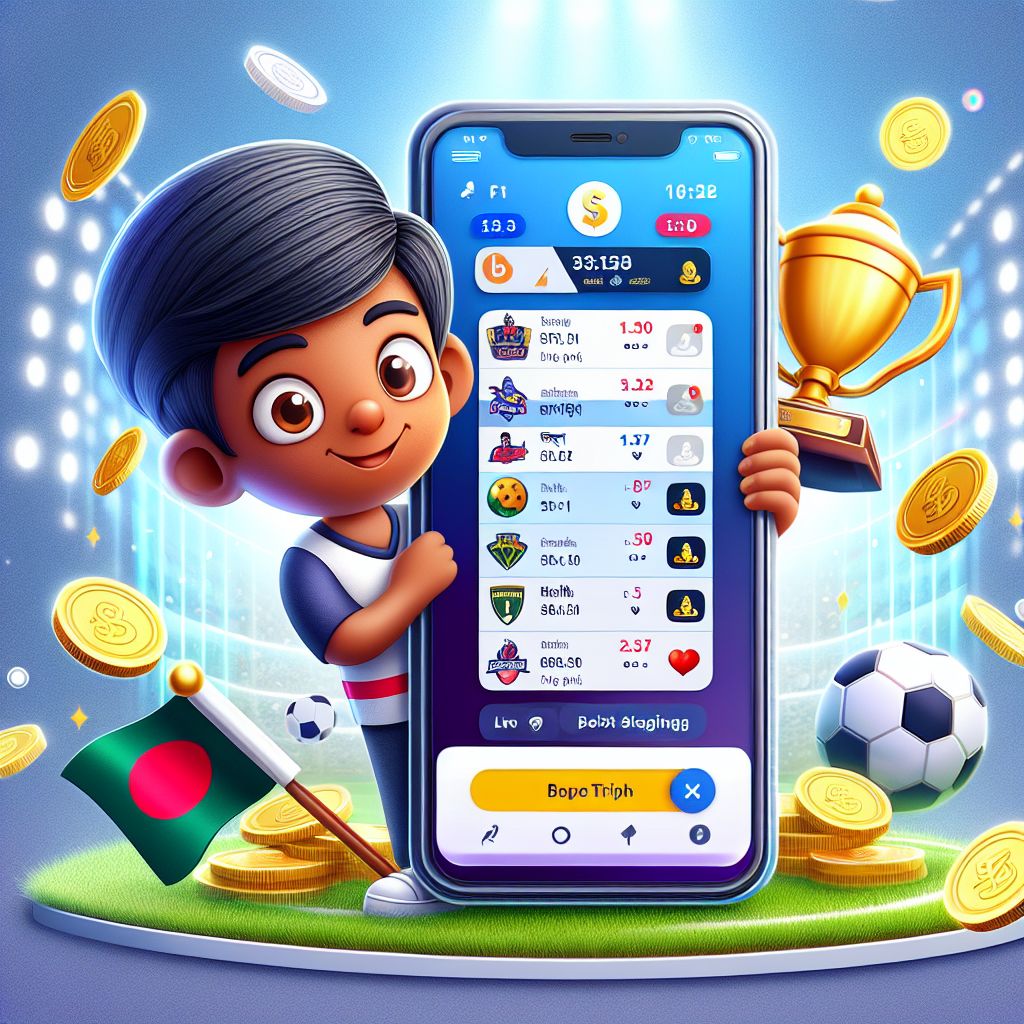 444Taka themed cartoon bettor watching live sports with odds and coins